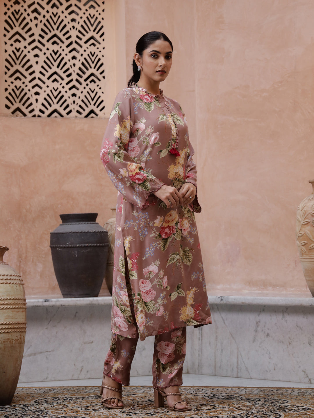 Floral Printed Kurta Set - SanskrutiHomes