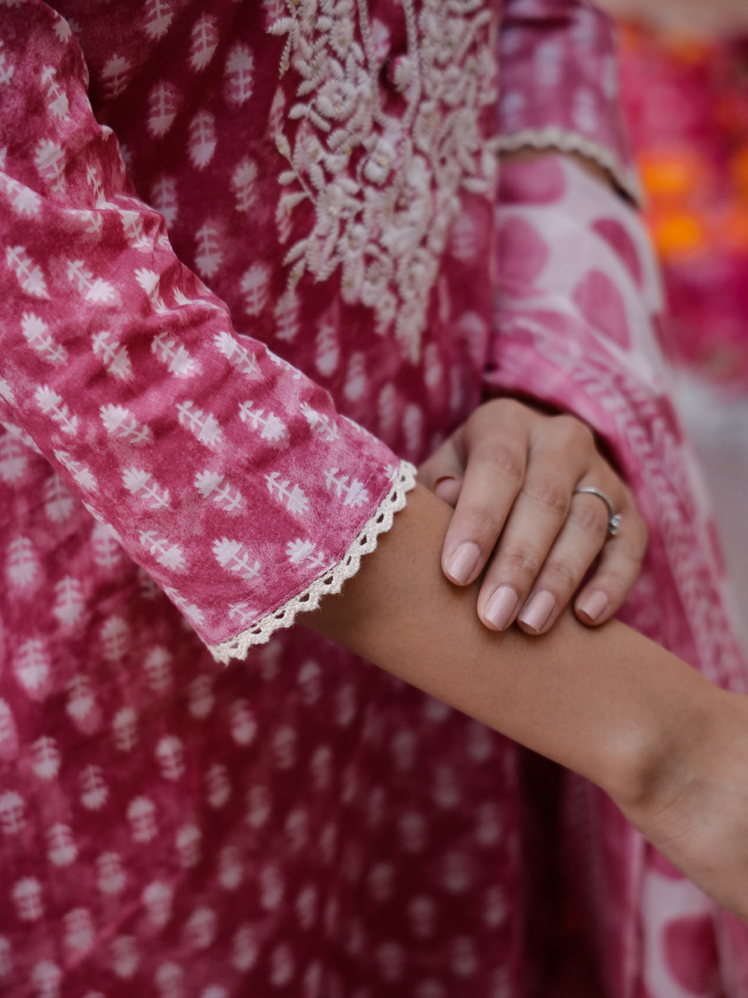 Pink Floral Printed Kurta Set with Dupatta