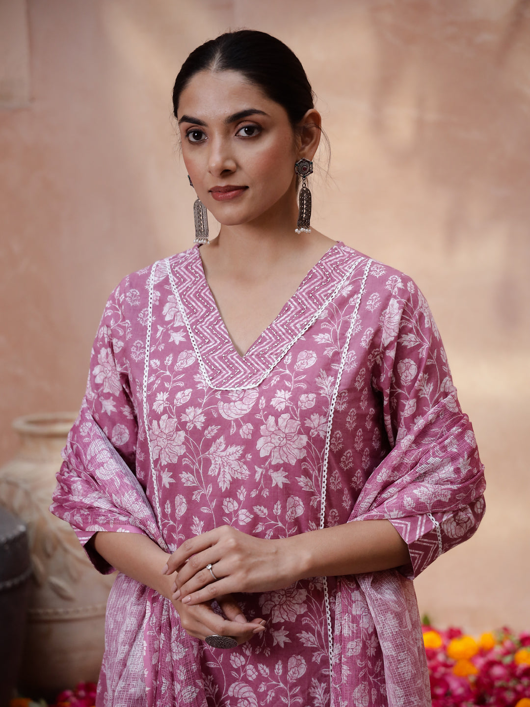 Floral Printed Kurta Set - SanskrutiHomes