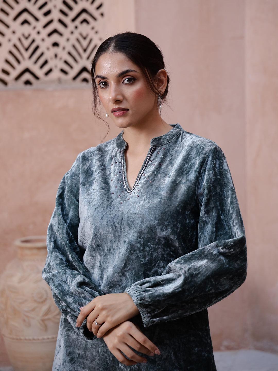 Solid Winter Co-ord Set - SanskrutiHomes