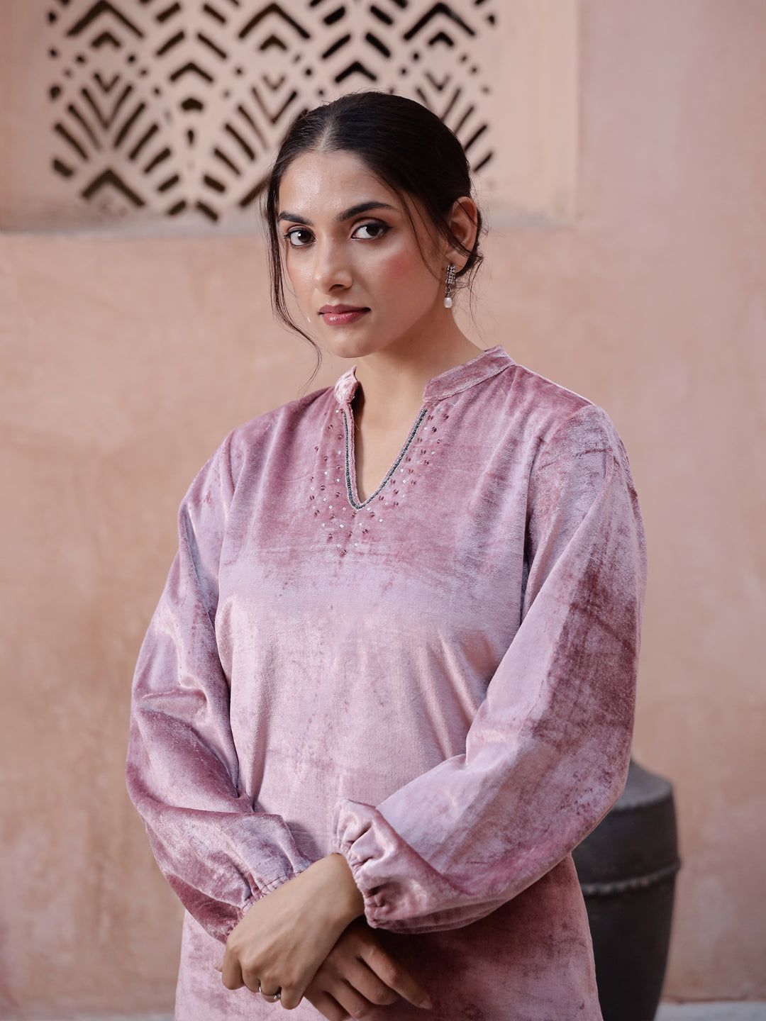 Pink Solid Winter Co-ord Set