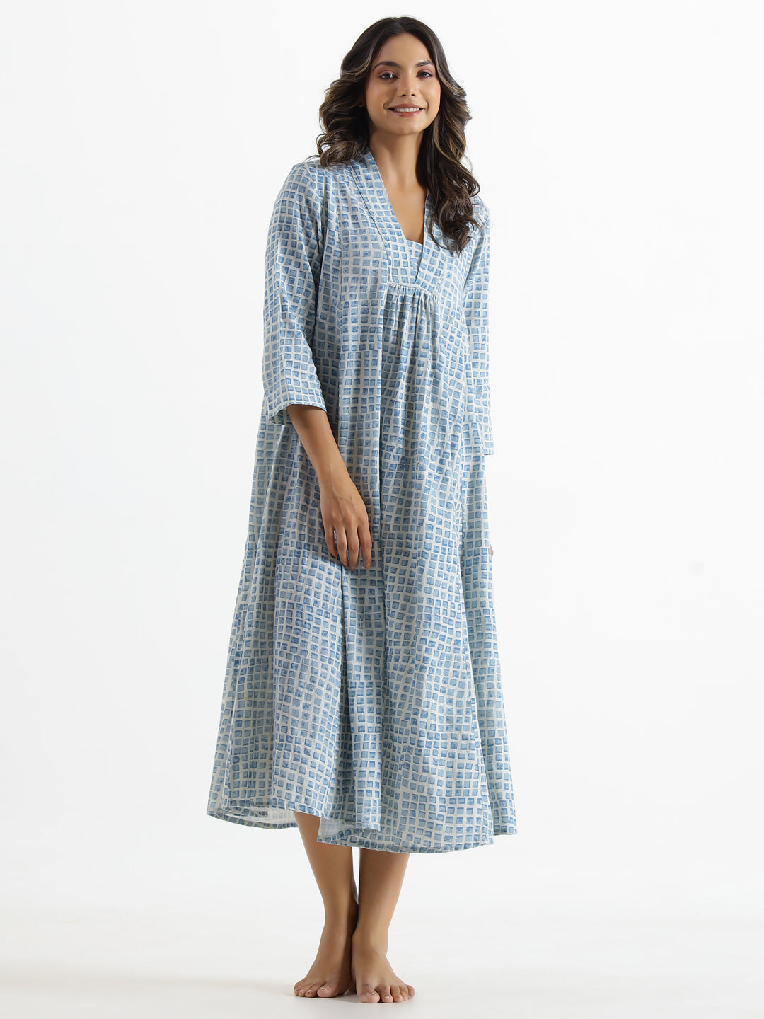 Checks Cotton Night Dress