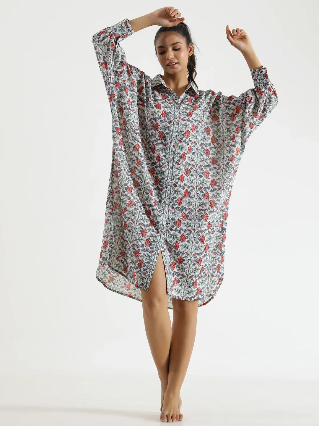 FLORA Cotton NIGHT Dress - SanskrutiHomes