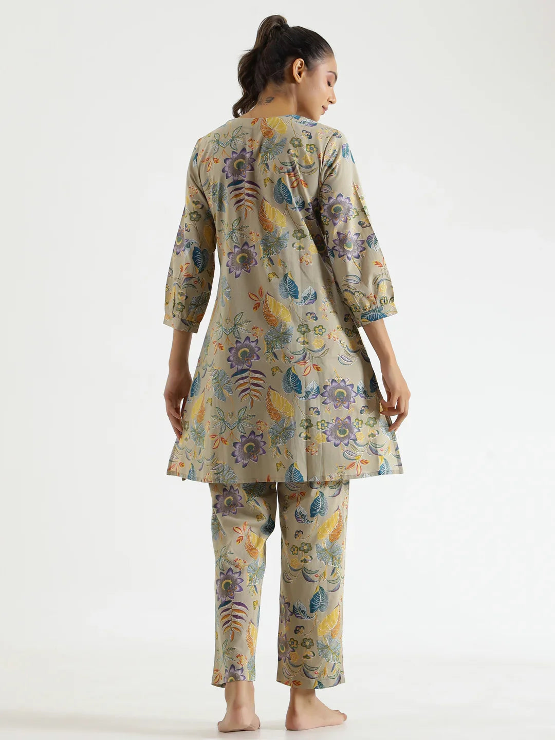 Botanical print Cotton Night SUIT - SanskrutiHomes