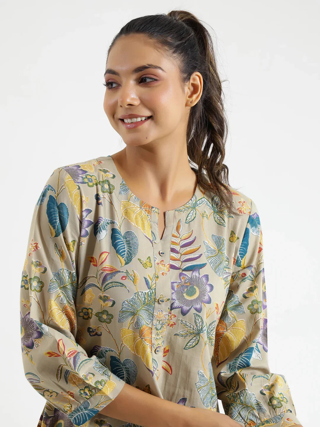 Botanical print Cotton Night SUIT - SanskrutiHomes