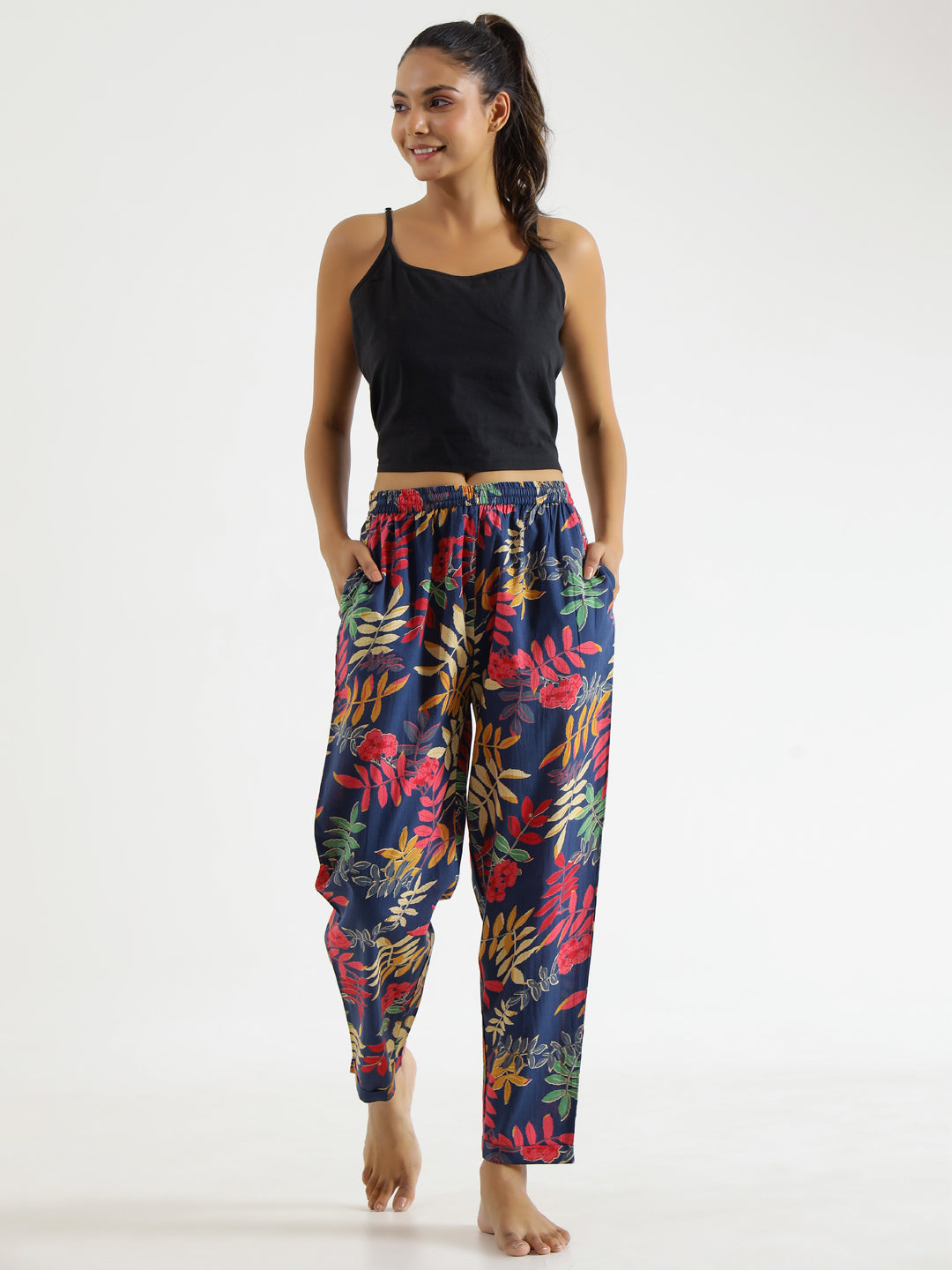 Indigo Printed Pure Cotton Lounge Pants - SanskrutiHomes