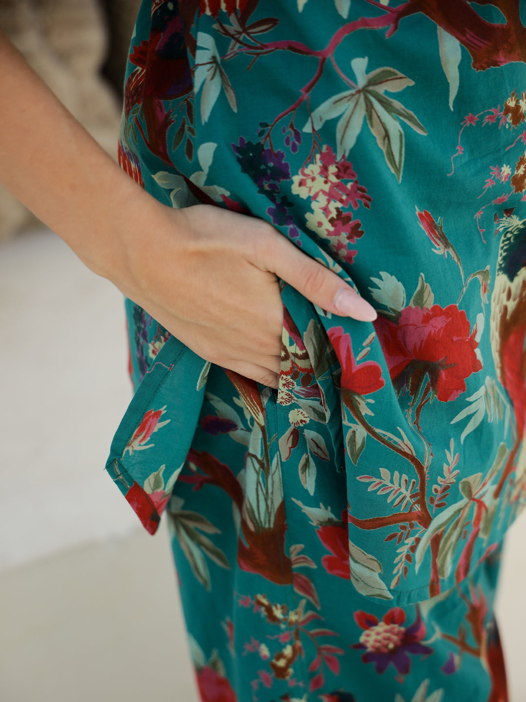 Green Floral Printed Night Suit Set