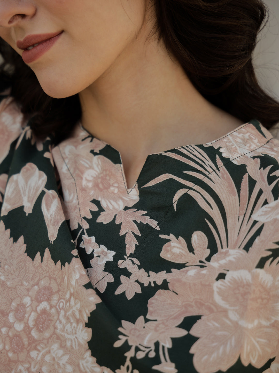 Green Color Flower Printed Night Suit