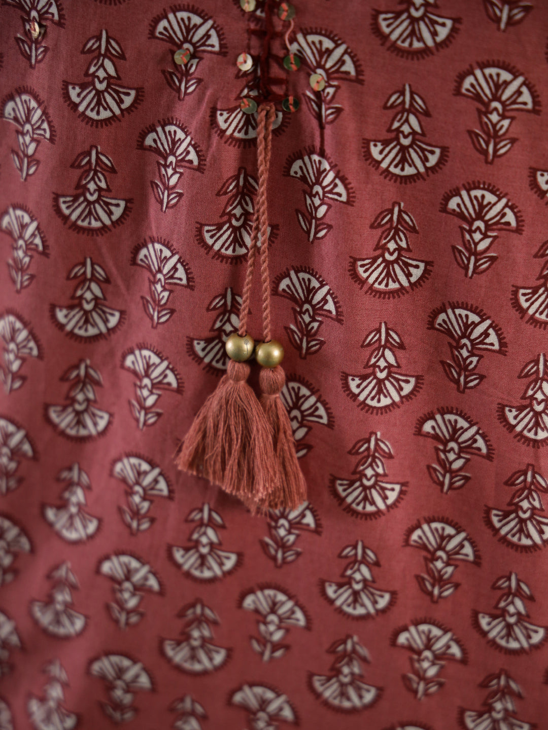 Pink & White Printed Kurti Set