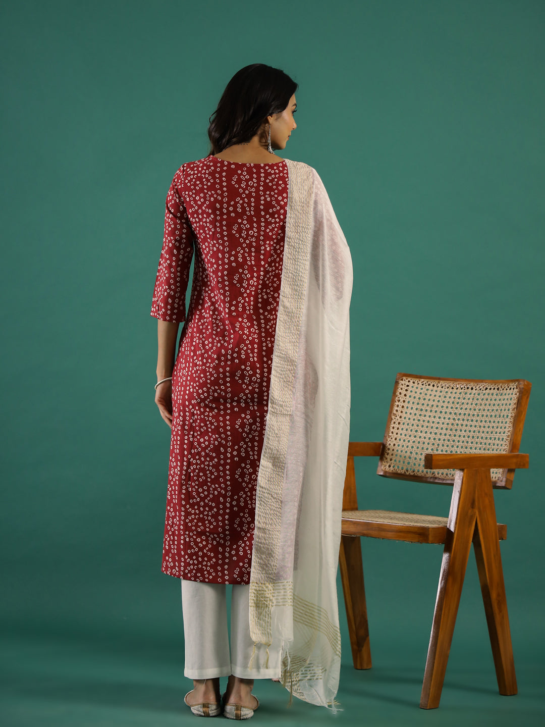 Maroon & White Printed Set - SanskrutiHomes