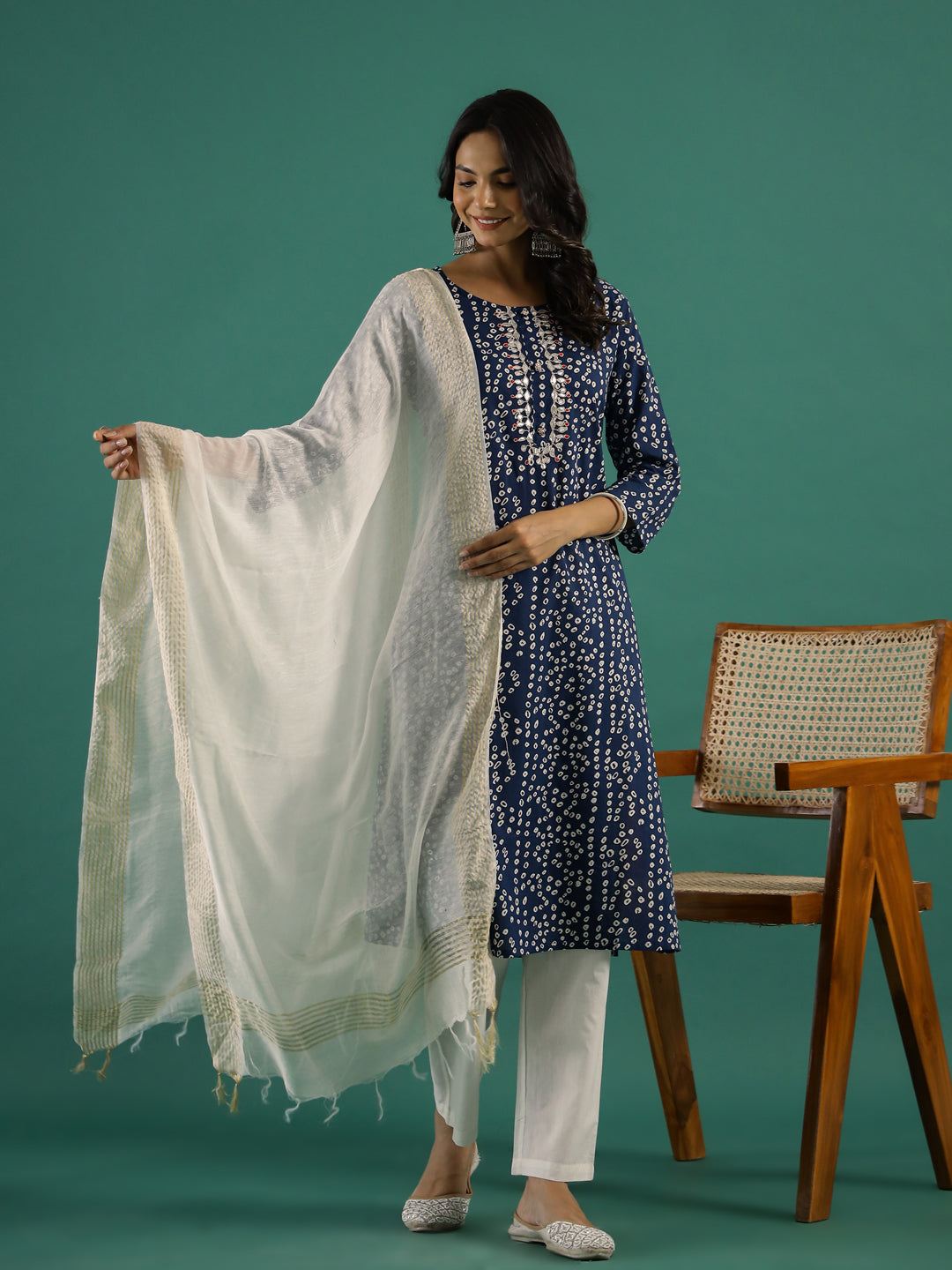 Blue & White Kurta Set - SanskrutiHomes