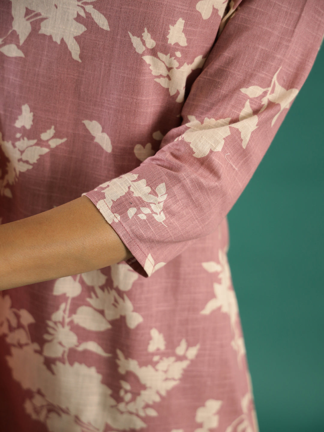 Floral Printed Thread Work Kurta Set For Women