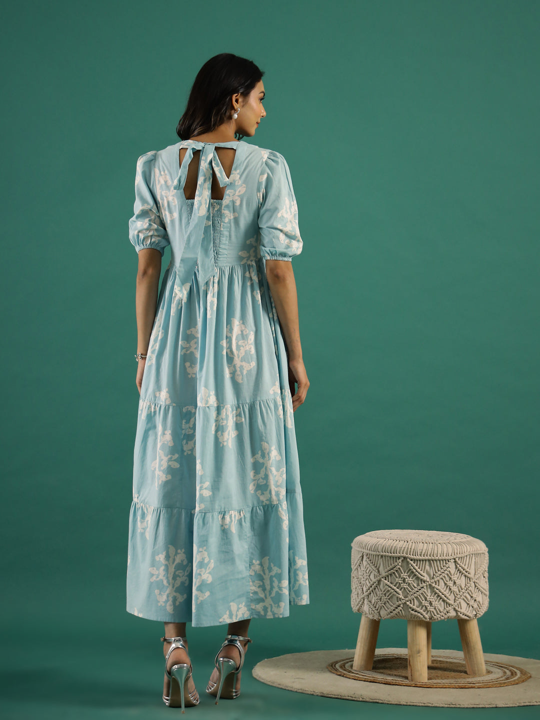 Women Blue Printed Ethnic Dress