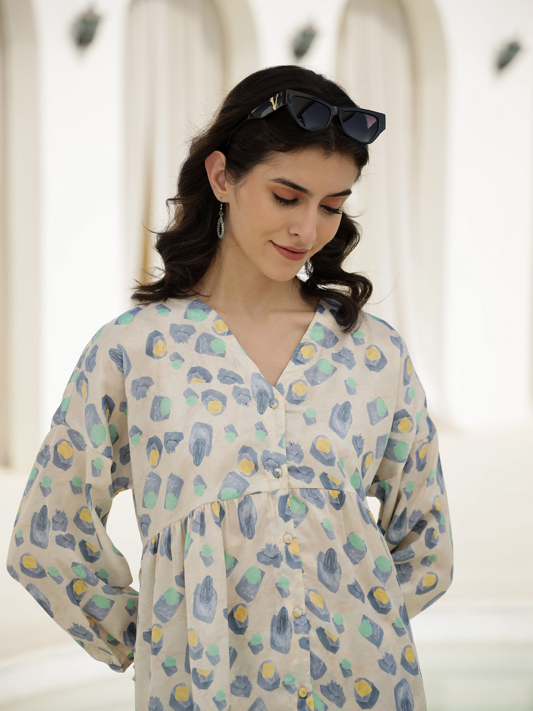 Floral Printed V-Neck Satin Loungewear Set