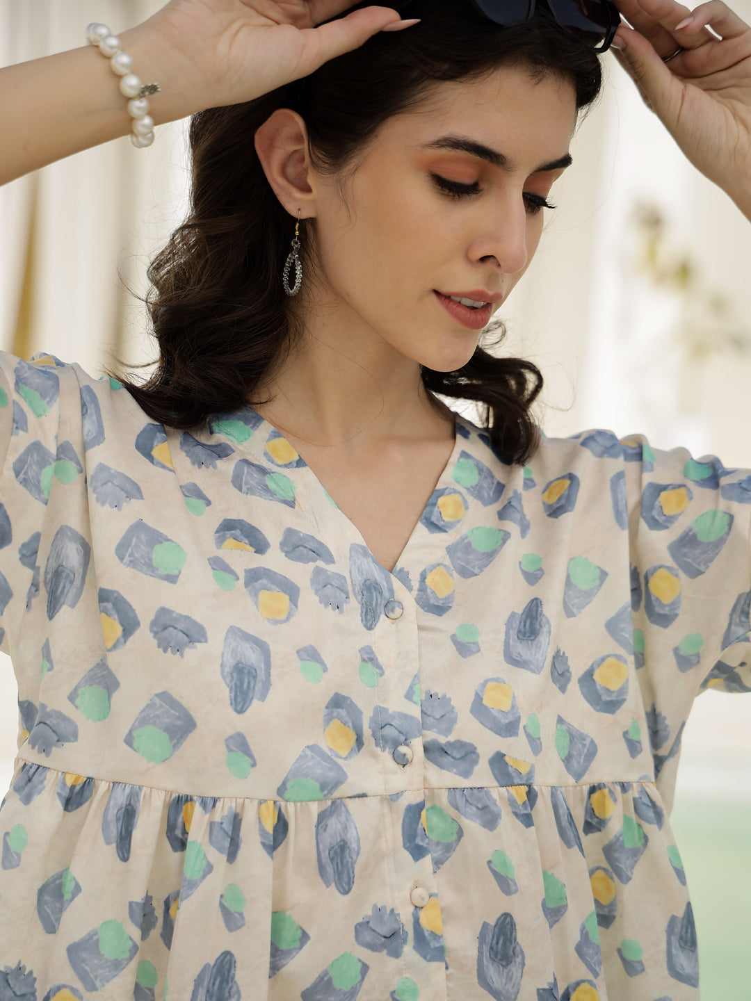 Floral Printed V-Neck Satin Loungewear Set