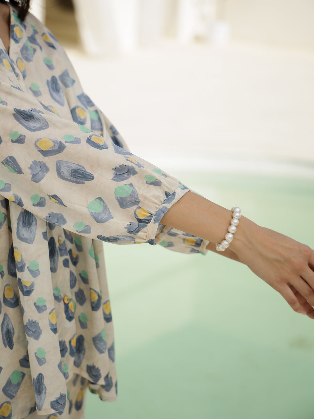 Floral Printed V-Neck Satin Loungewear Set