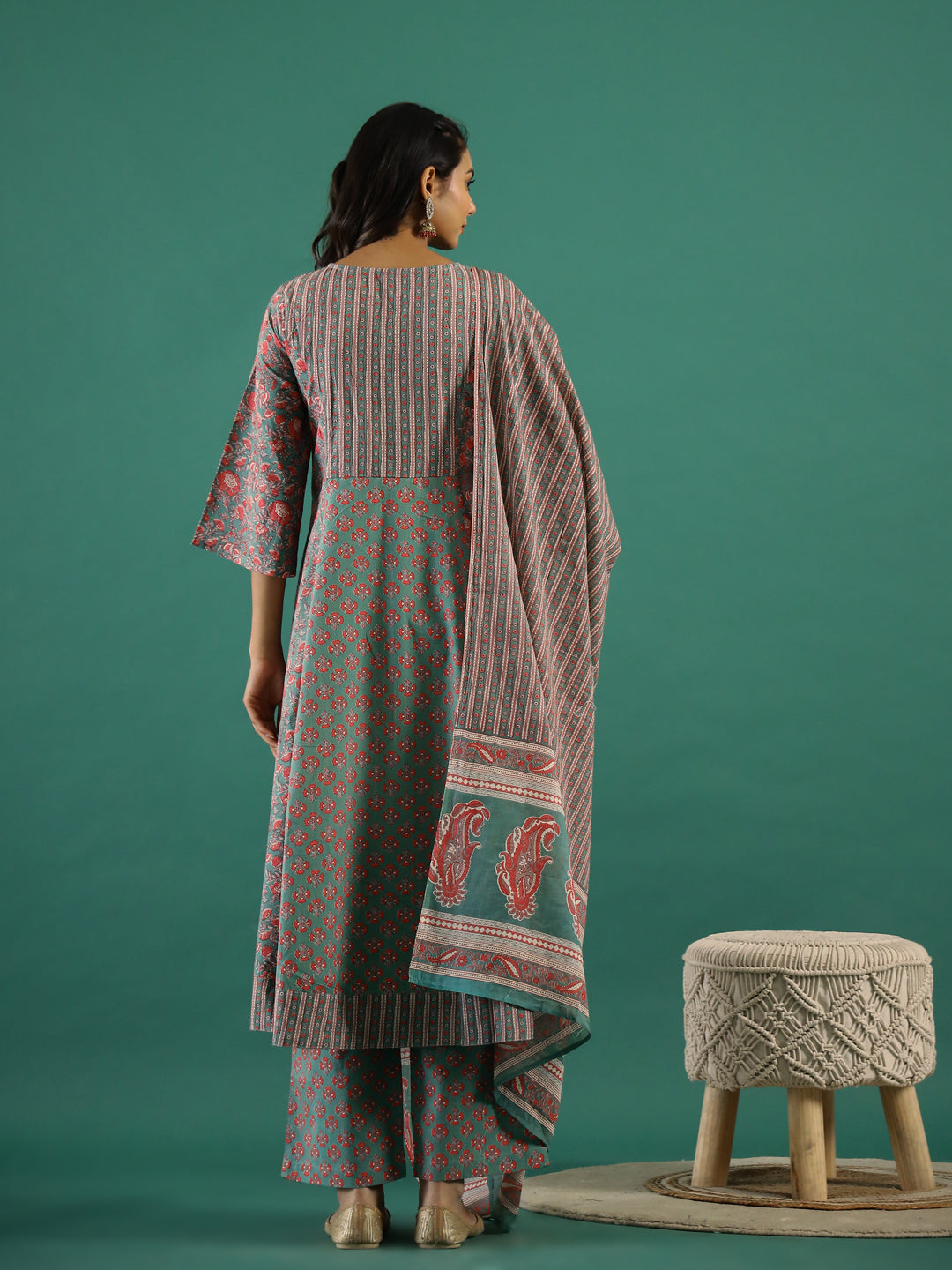 Set of 3 Flower Printed Kurta Set with Dupatta