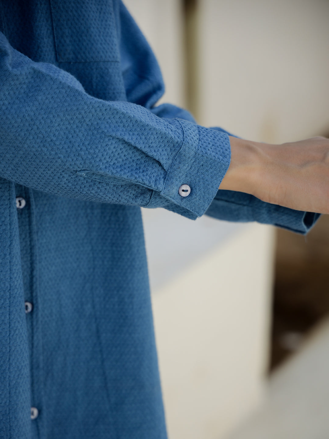 Blue Solid Print Co-Ords Set For Women