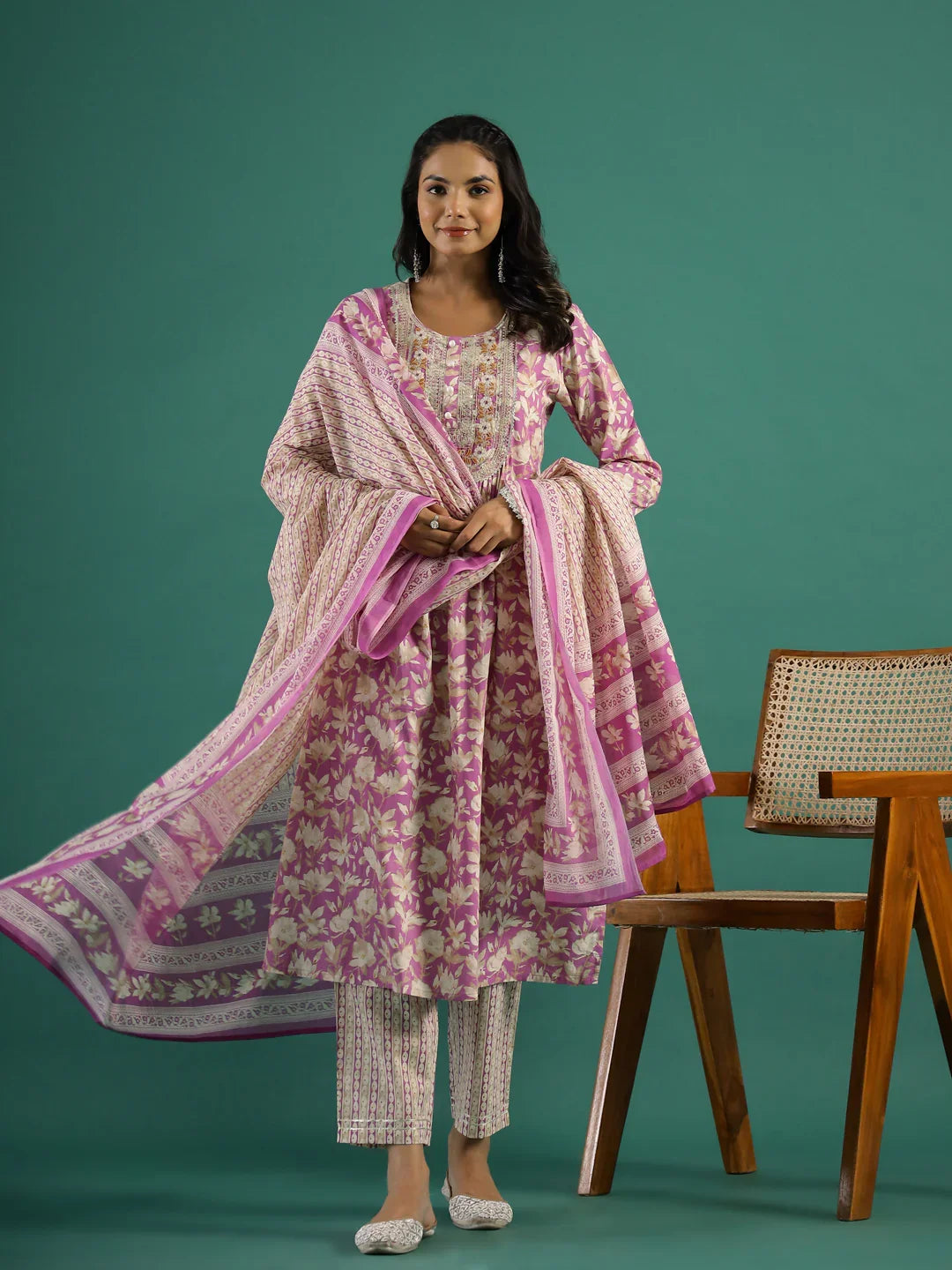 Pink Party Wear Kurta With Dupatta main image 1