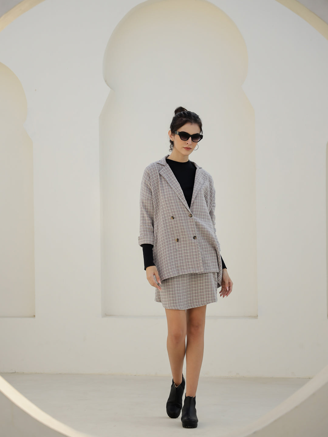 Grey Color Strips Printed Co-Ords Set