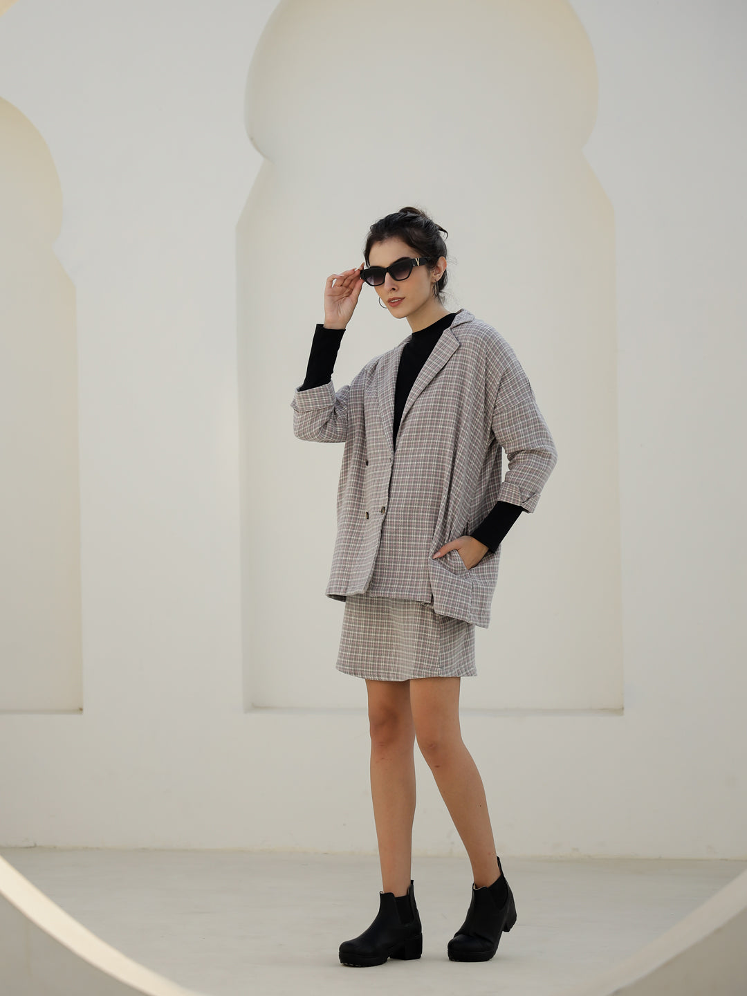 Grey Color Strips Printed Co-Ords Set