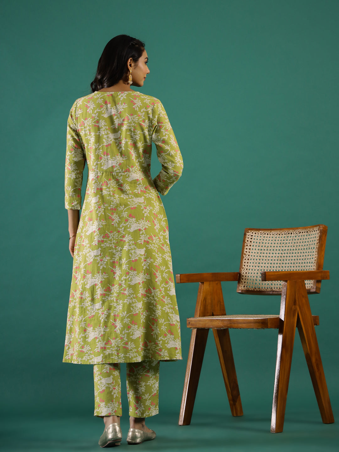 Floral Printed Cotton Kurta Set With Dupatta