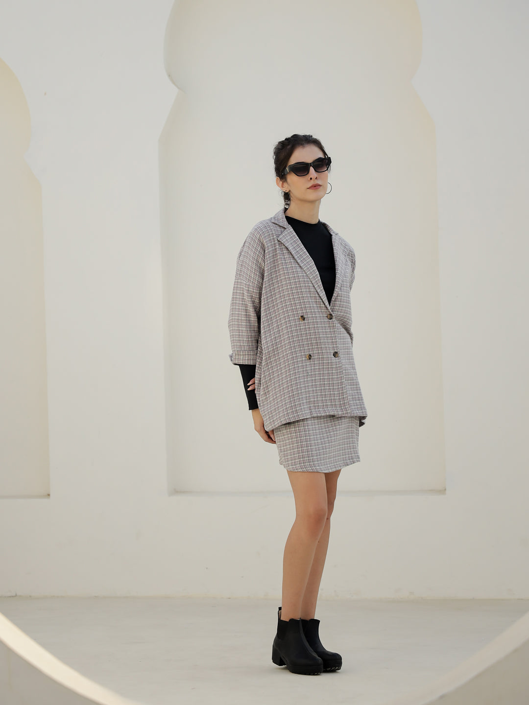 Grey Color Strips Printed Co-Ords Set