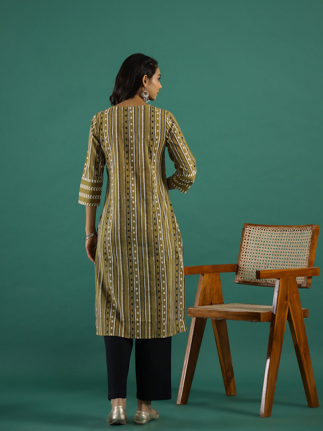 Mustard Printed Kurti Set
