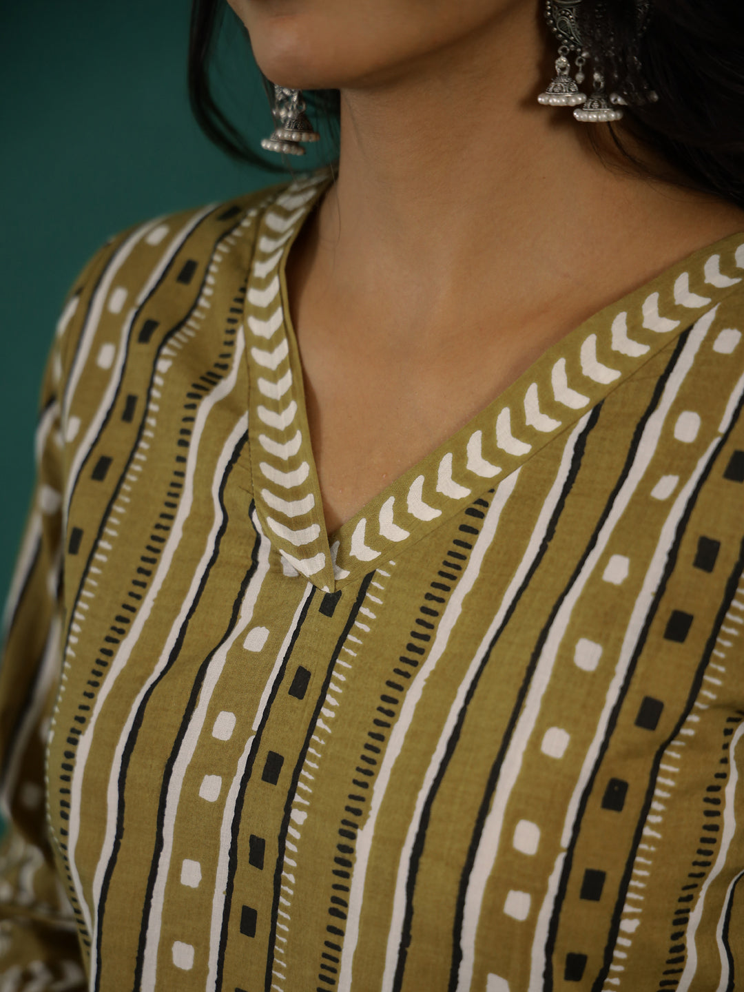 Mustard Printed Kurti Set