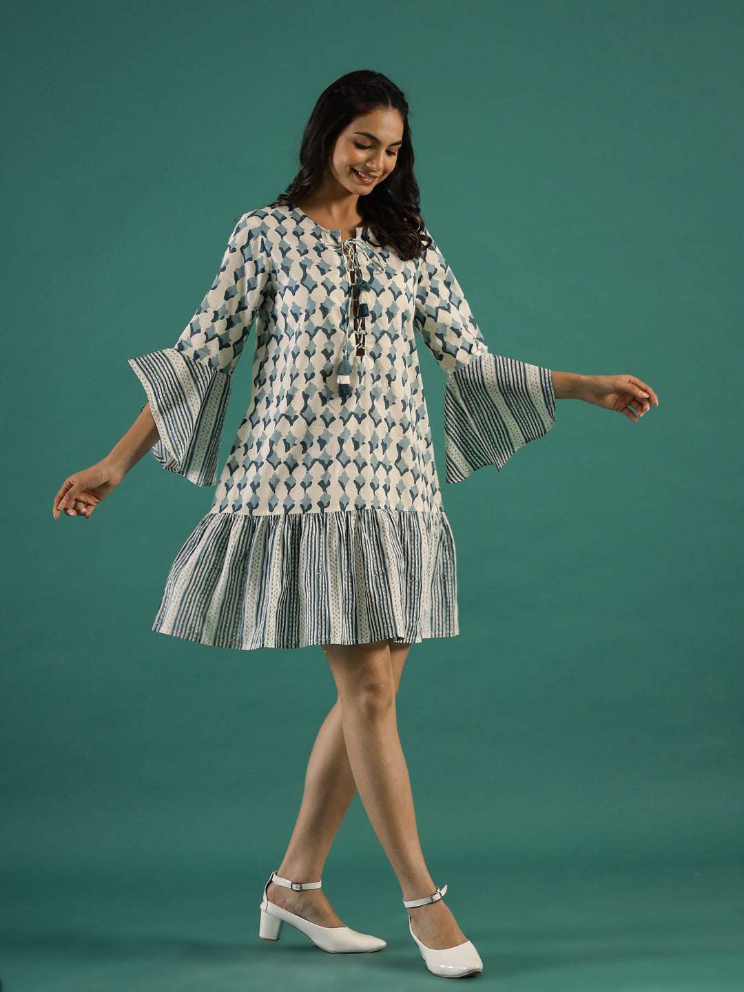 Ethnic Printed Cotton Dress For Women