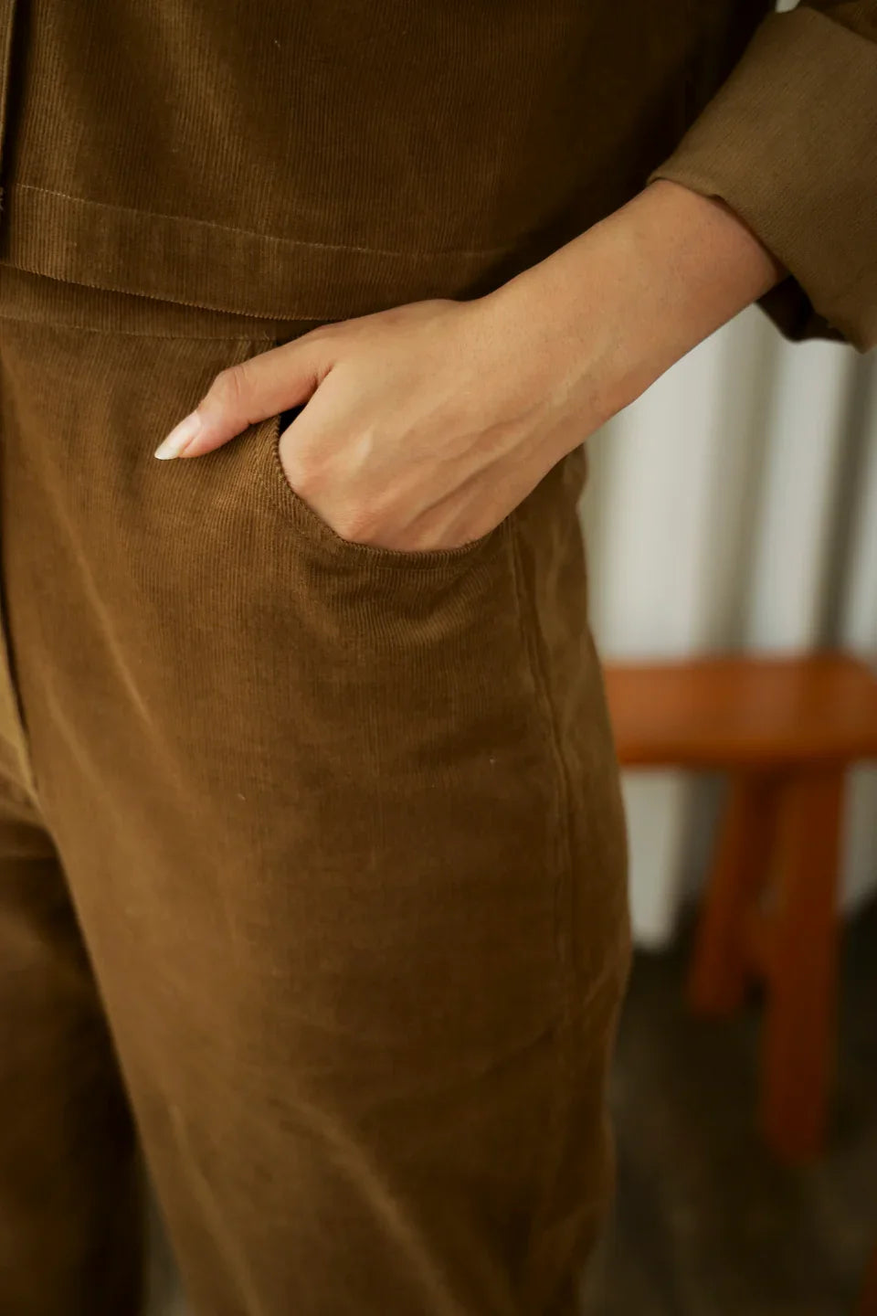 Brown Corduroy Co-ord Set - SanskrutiHomes