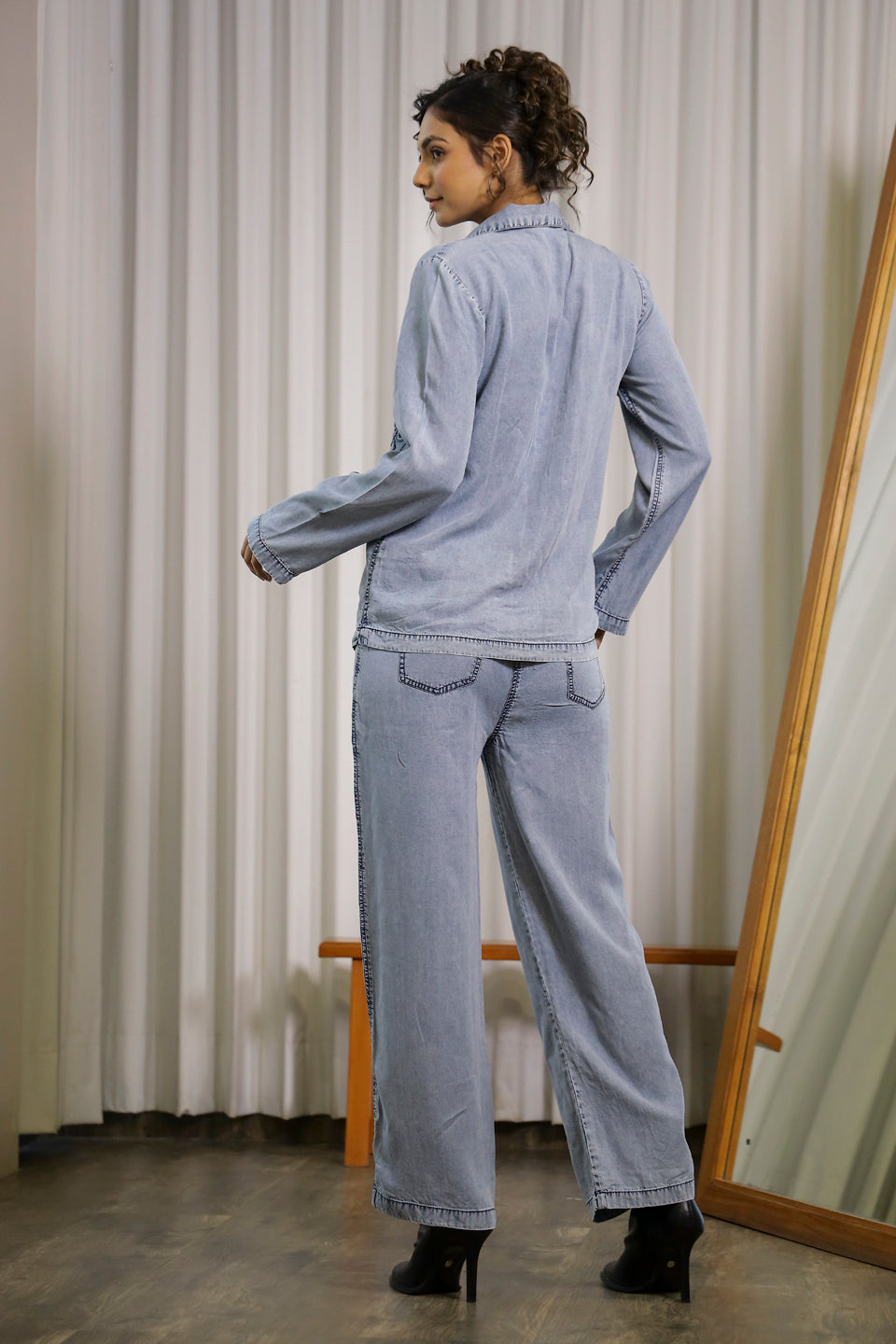 Embroidered Denim Co-ord Set
