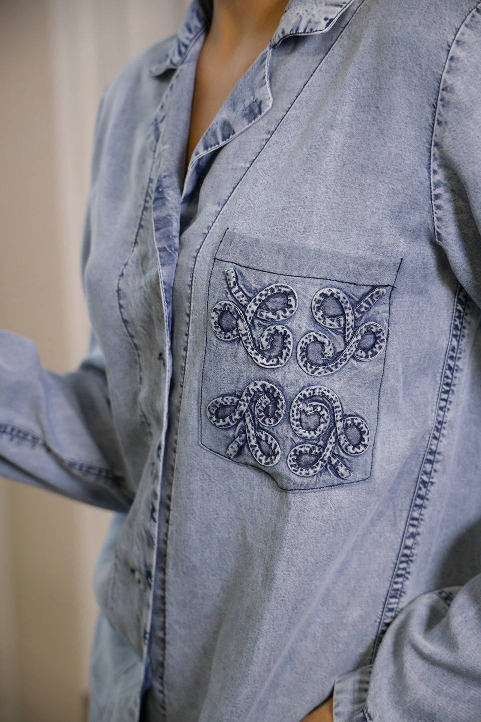 Embroidered Denim Co-ord Set