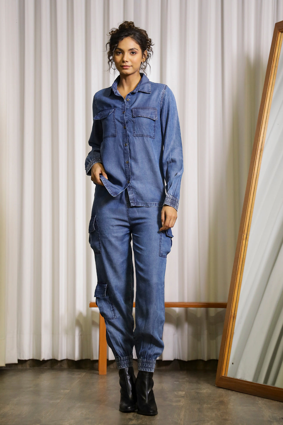 Dark Blue Cargo Denim Co-Ord Set