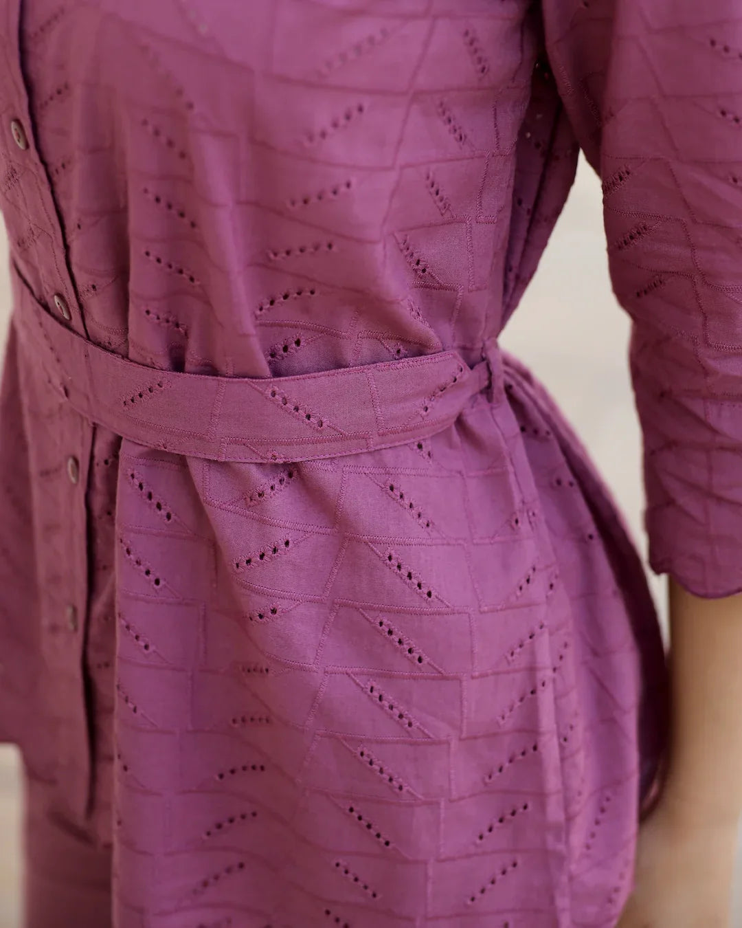 Self Design Pure Cotton Top & Trousers Co-Ord Set - SanskrutiHomes