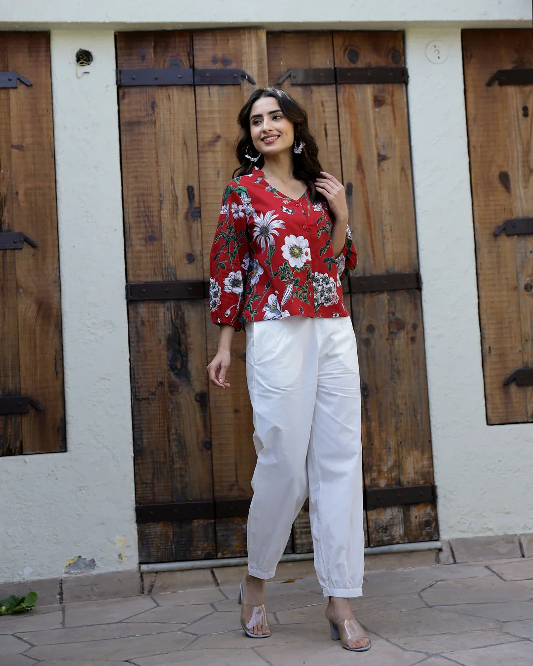 Maroon Pure Cotton co-ord set - SanskrutiHomes