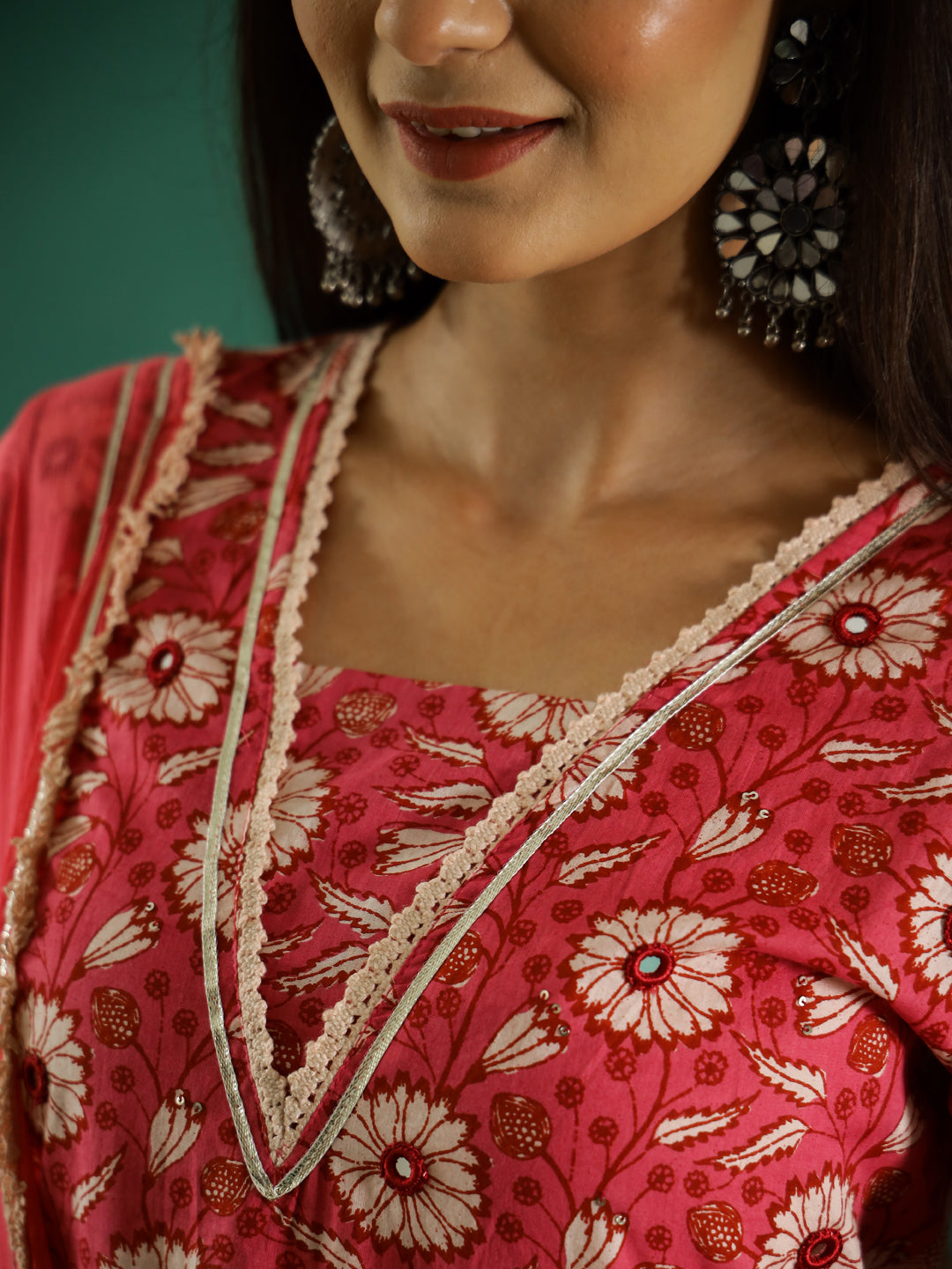 Floral Printed Pure Cotton Straight Kurta