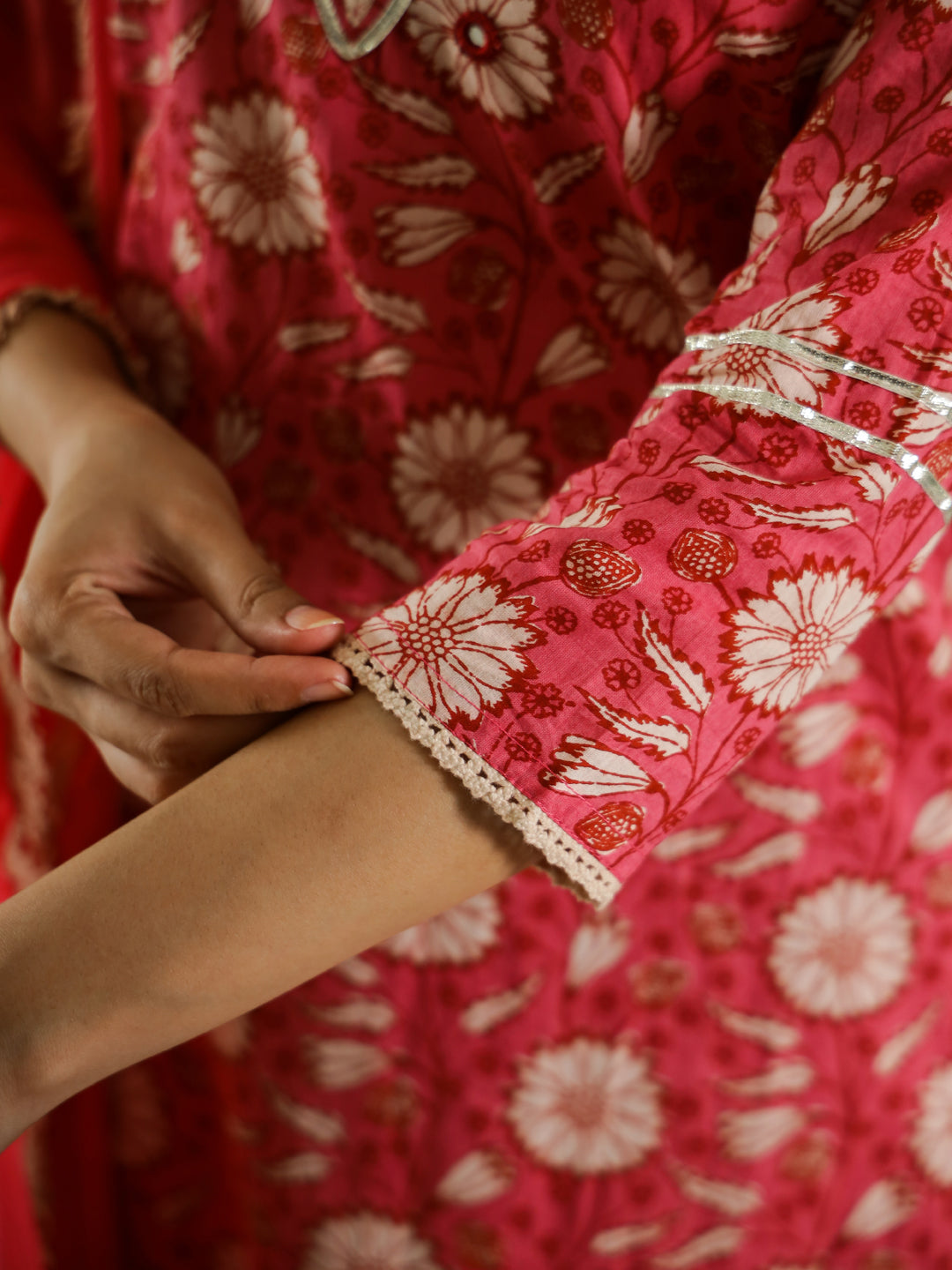 Floral Printed Pure Cotton Straight Kurta