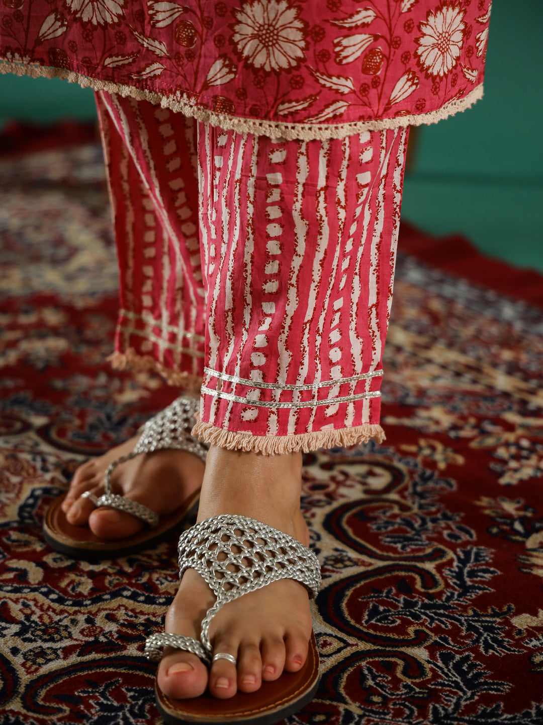 Floral Printed Pure Cotton Straight Kurta