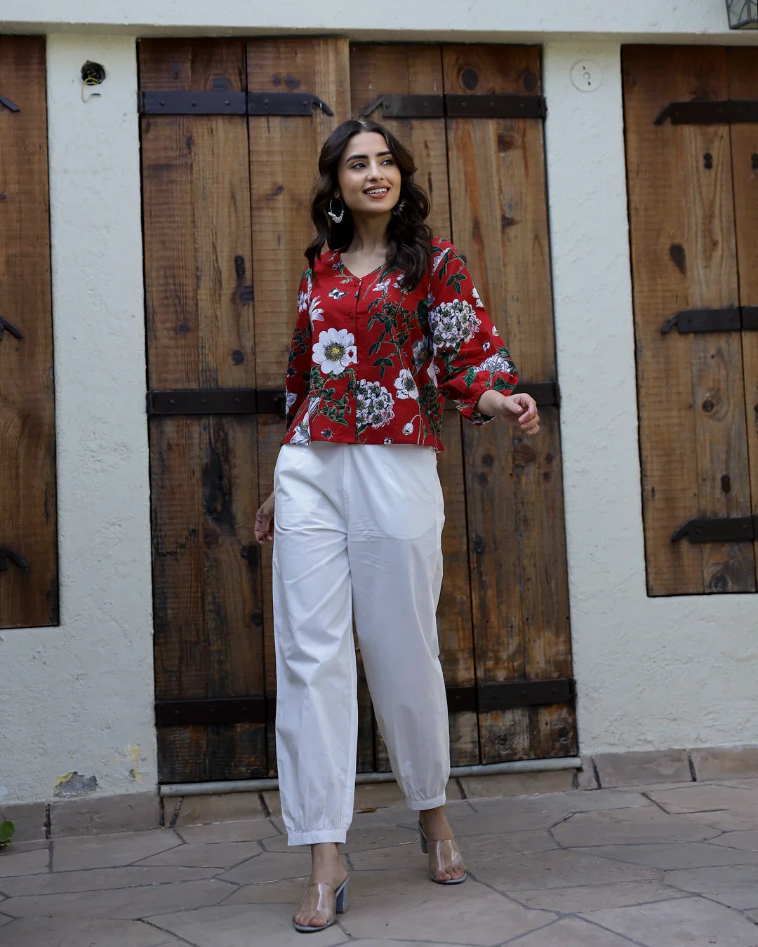 Maroon Pure Cotton co-ord set - SanskrutiHomes