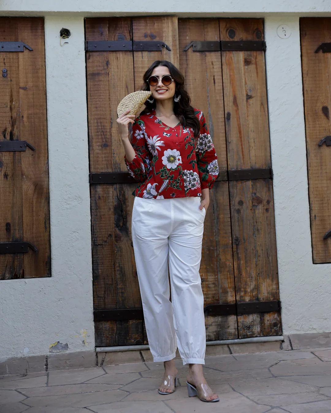 Maroon Pure Cotton co-ord set - SanskrutiHomes