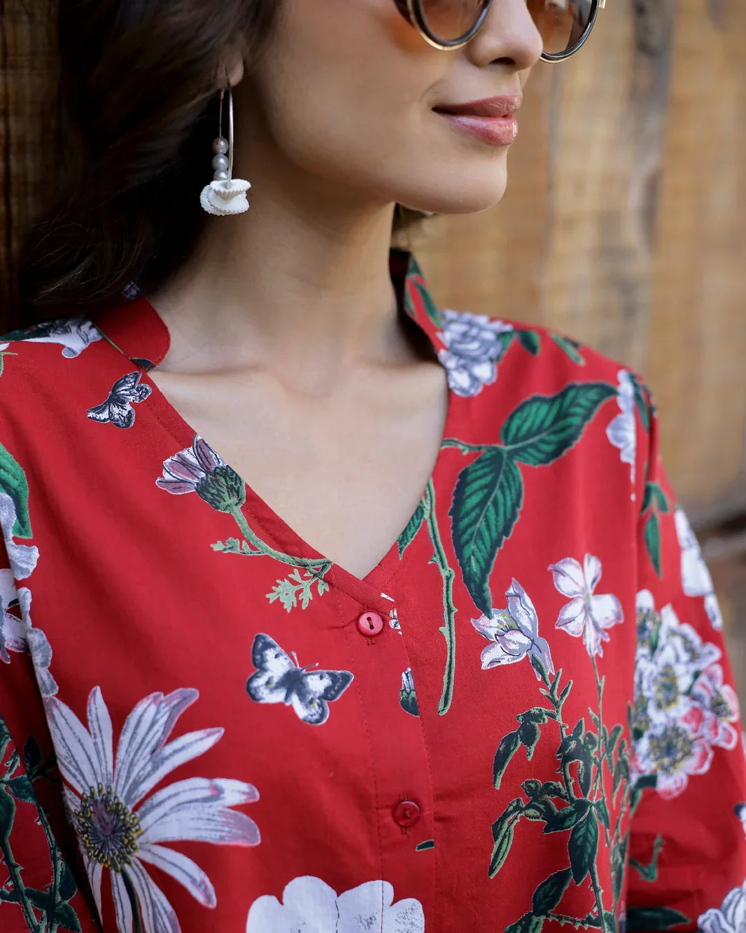 Maroon Pure Cotton co-ord set - SanskrutiHomes