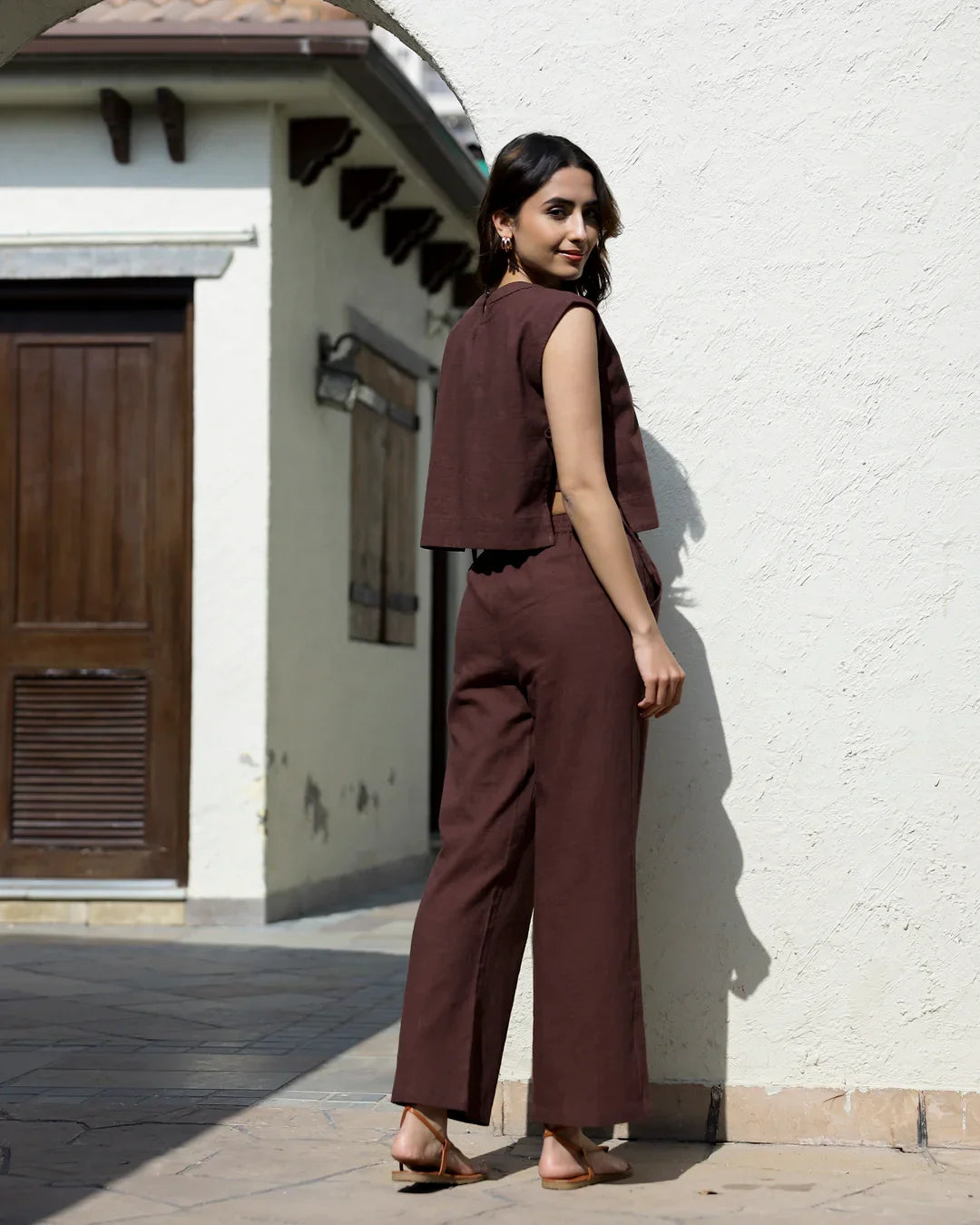 Women's Pure Cotton Brown Co-Ords - SanskrutiHomes