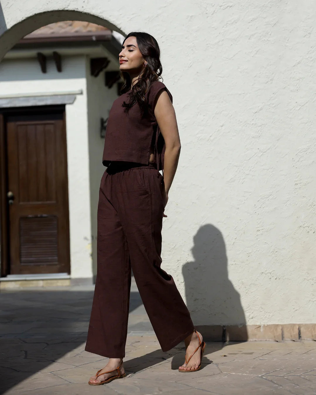 Women's Pure Cotton Brown Co-Ords - SanskrutiHomes