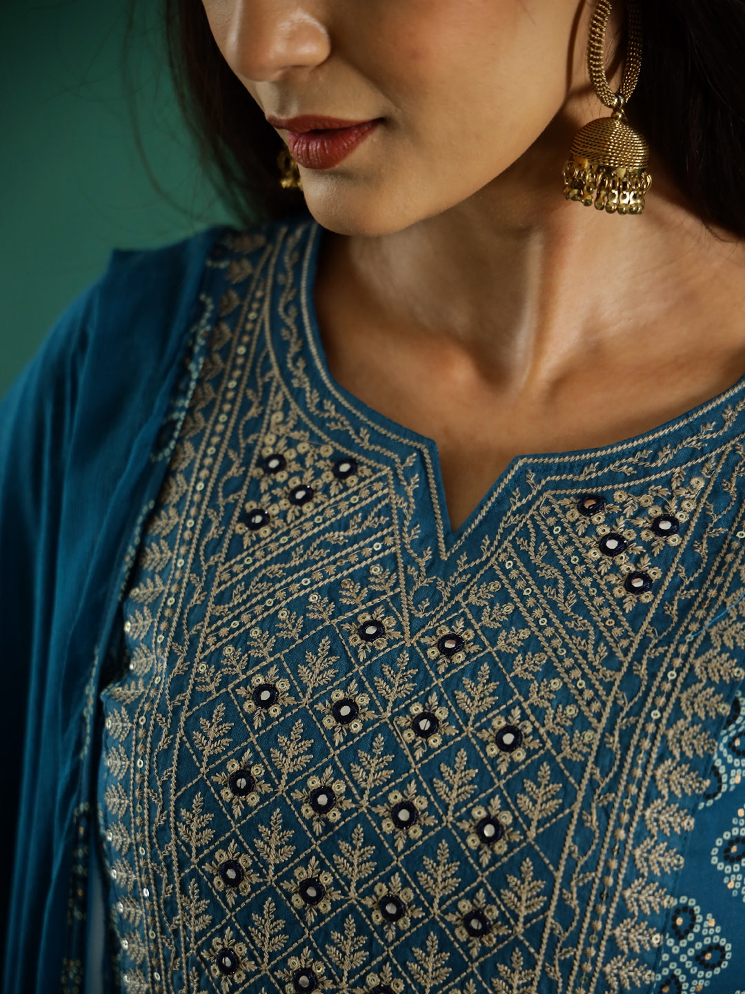 Women Pure Cotton kurta set with Chiffon Dupatta - SanskrutiHomes