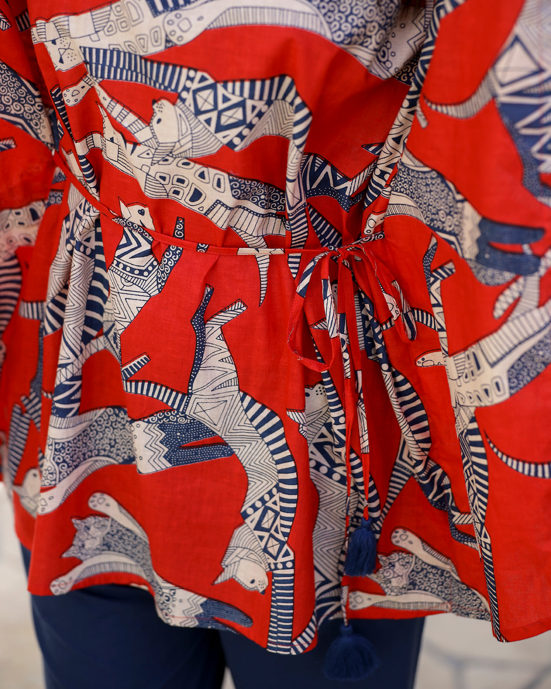 SCARLET DOG PRINT Cotton Kaftan Set - SanskrutiHomes