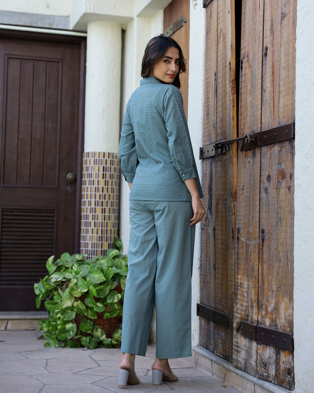 Teal shifli Cotton Co-Ord Set
