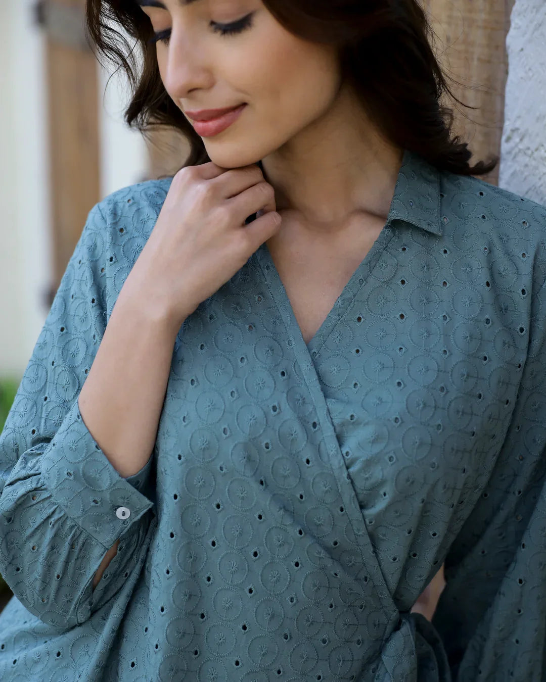 Teal shifli Cotton Co-Ord Set - SanskrutiHomes