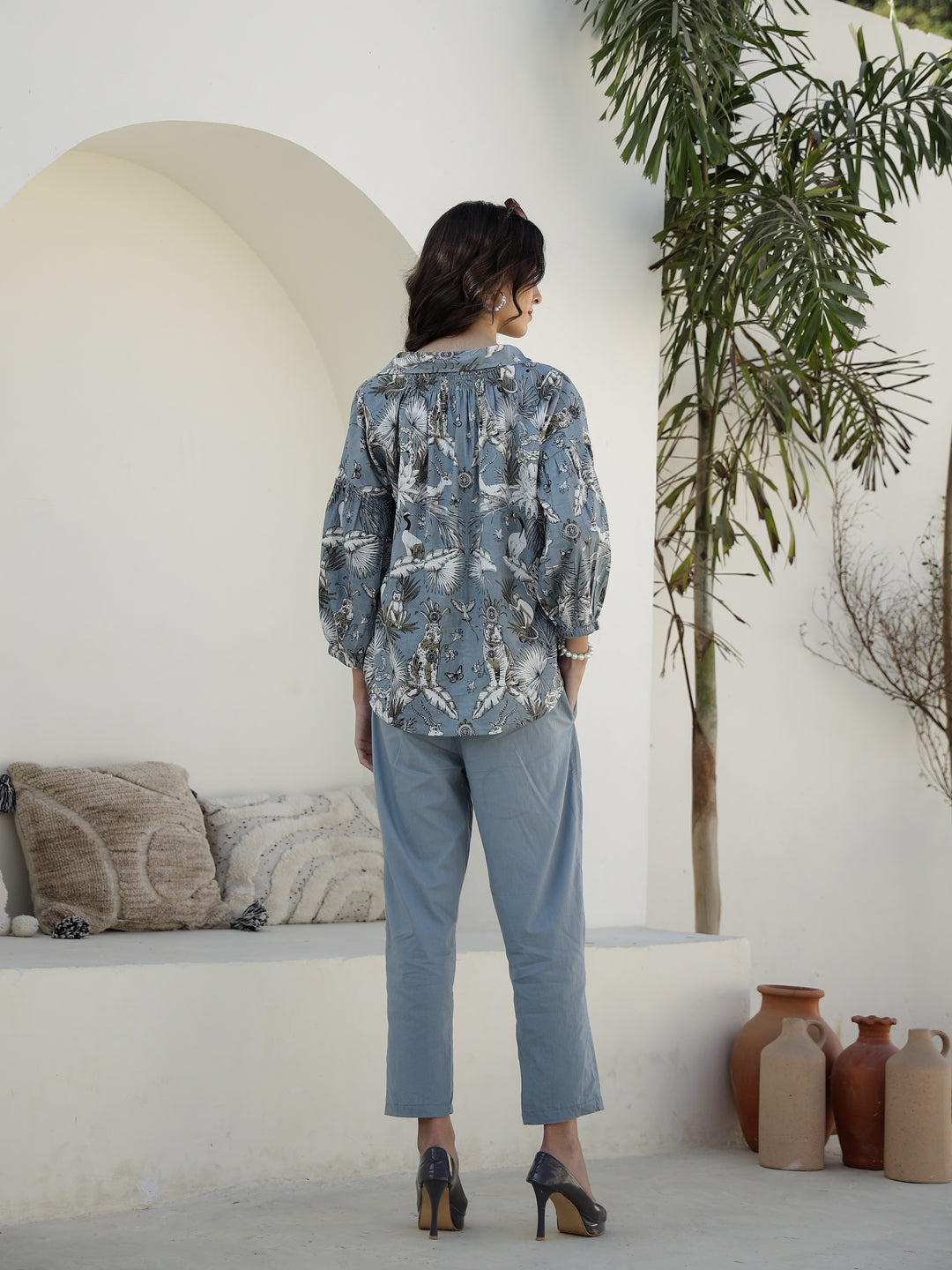 Grey Animal Print Cotton Co-Ords Set