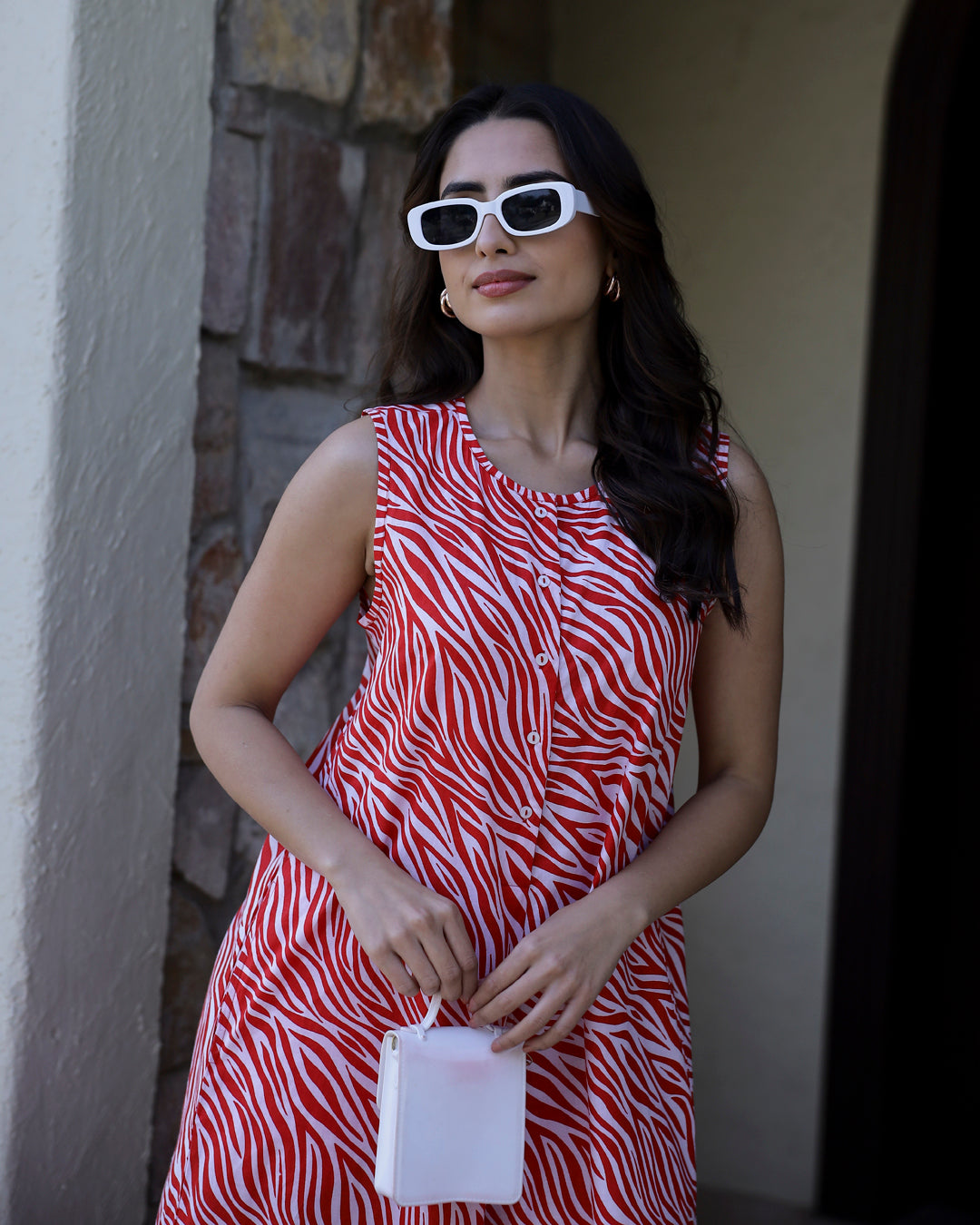 TIGER Printed red sleeveless Jumpsuit